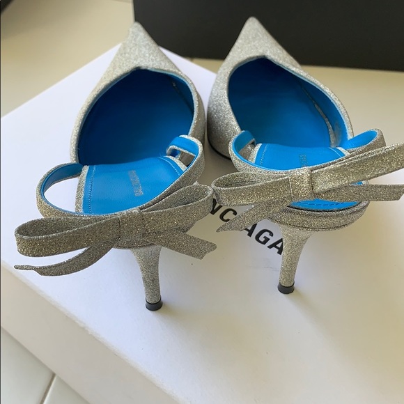 Balenciaga silver sling back heels 37 - Picture 3 of 8